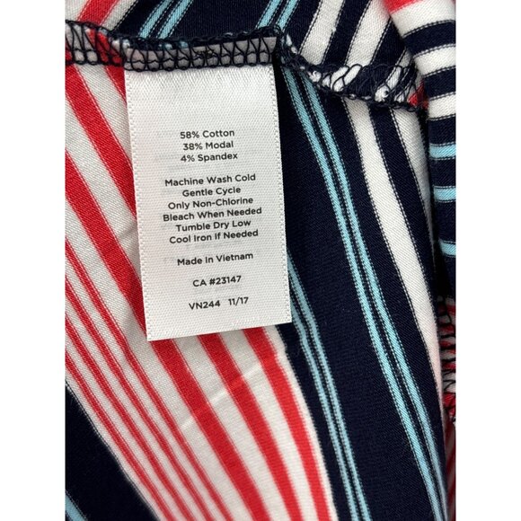 Talbots Chevron Striped Stretch Cotton Blend Maxi Casual Skirt Navy Red 2X - Picture 4 of 4